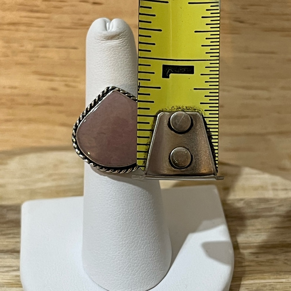 925 Sterling Silver Overlay Pink Opal Gemstone Ring Size 7 - Picture 8 of 9